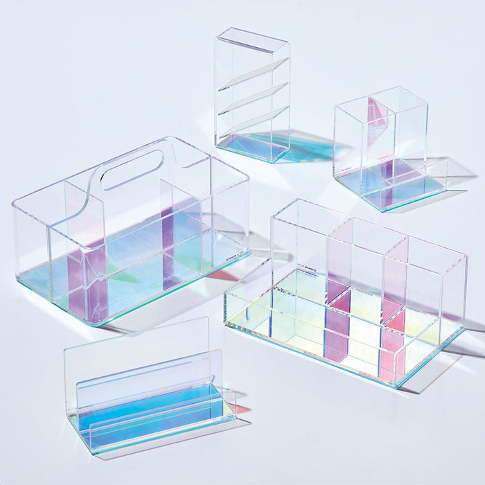Lumilia acrylic storage series neatly arranged on a desk