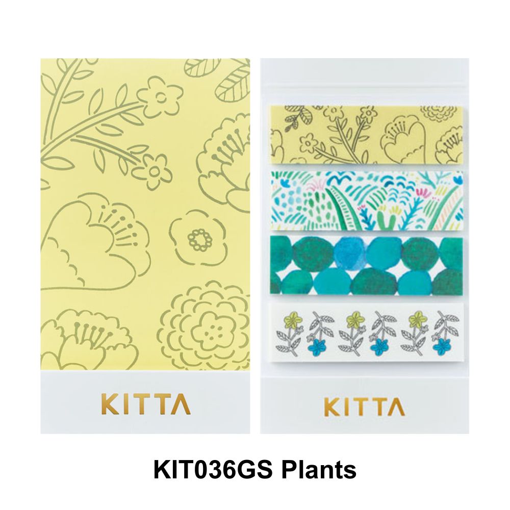KITTA Basic Reprinted Edition Washi Tape Plants– 4 Unique Designs for Scrapbooking, Planners, and DIY Projects
