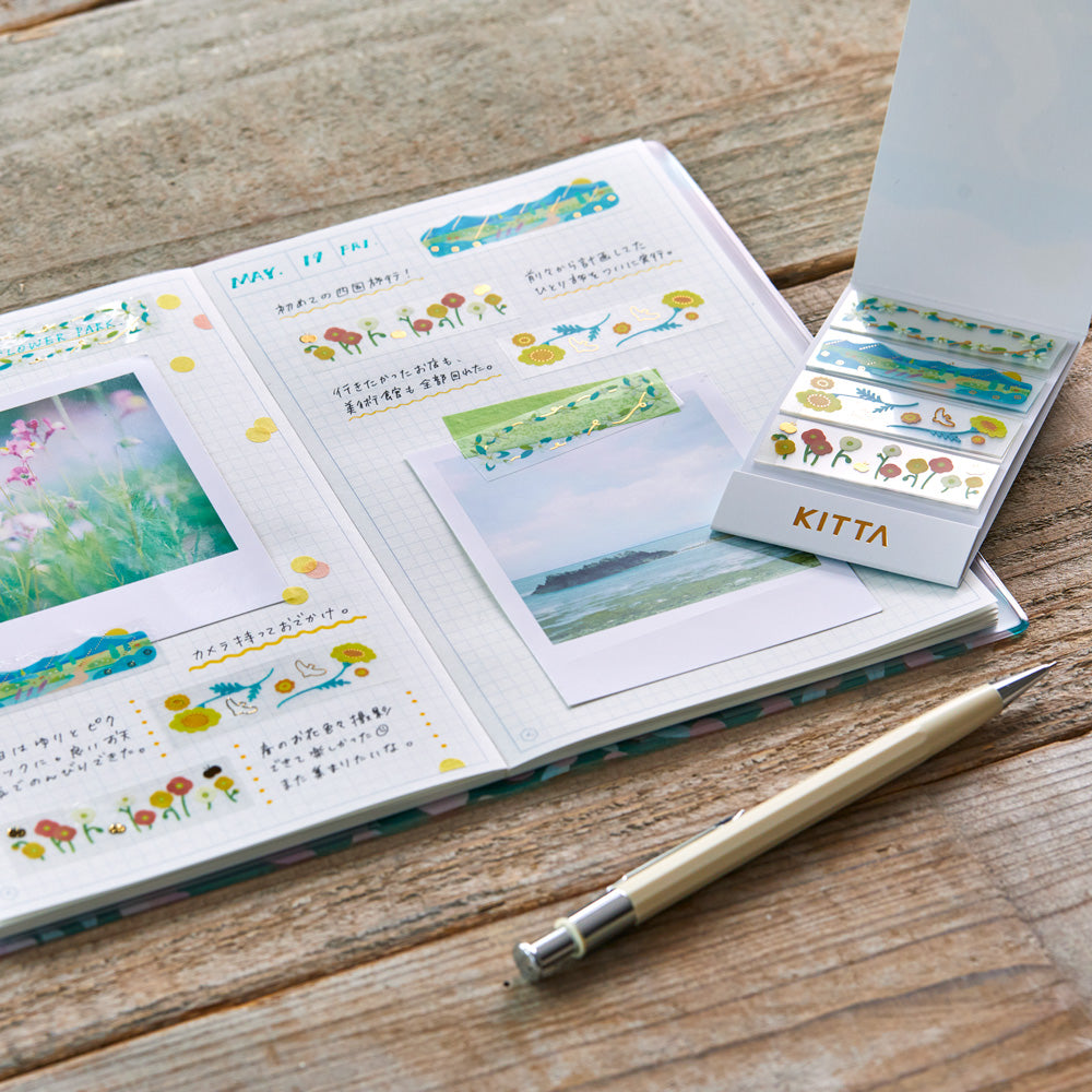 KITTA Clear Sticker used to decorate a notebook