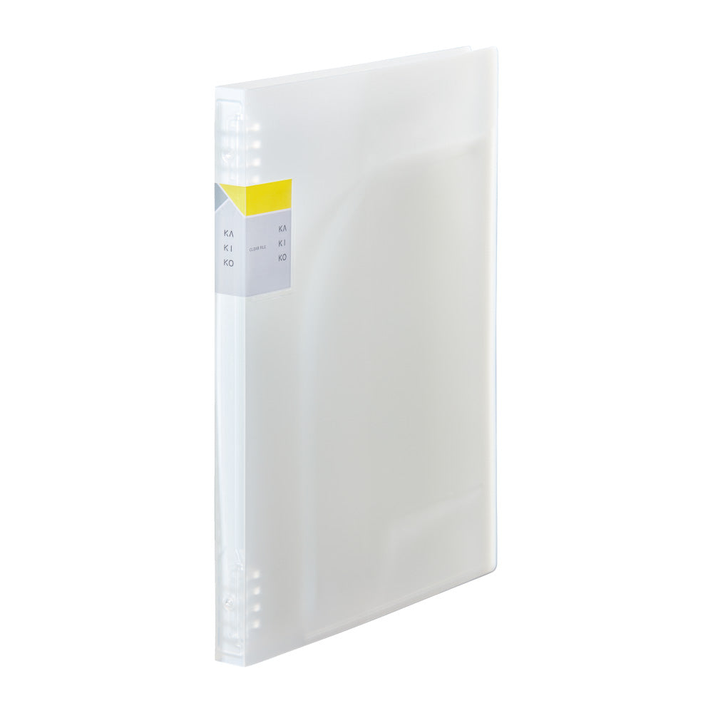 Frosted KAKIKO ring binder with writable pockets that can be added, removed, and rearranged without taking out documents