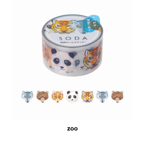 SODA Transparent Masking Tape zoo