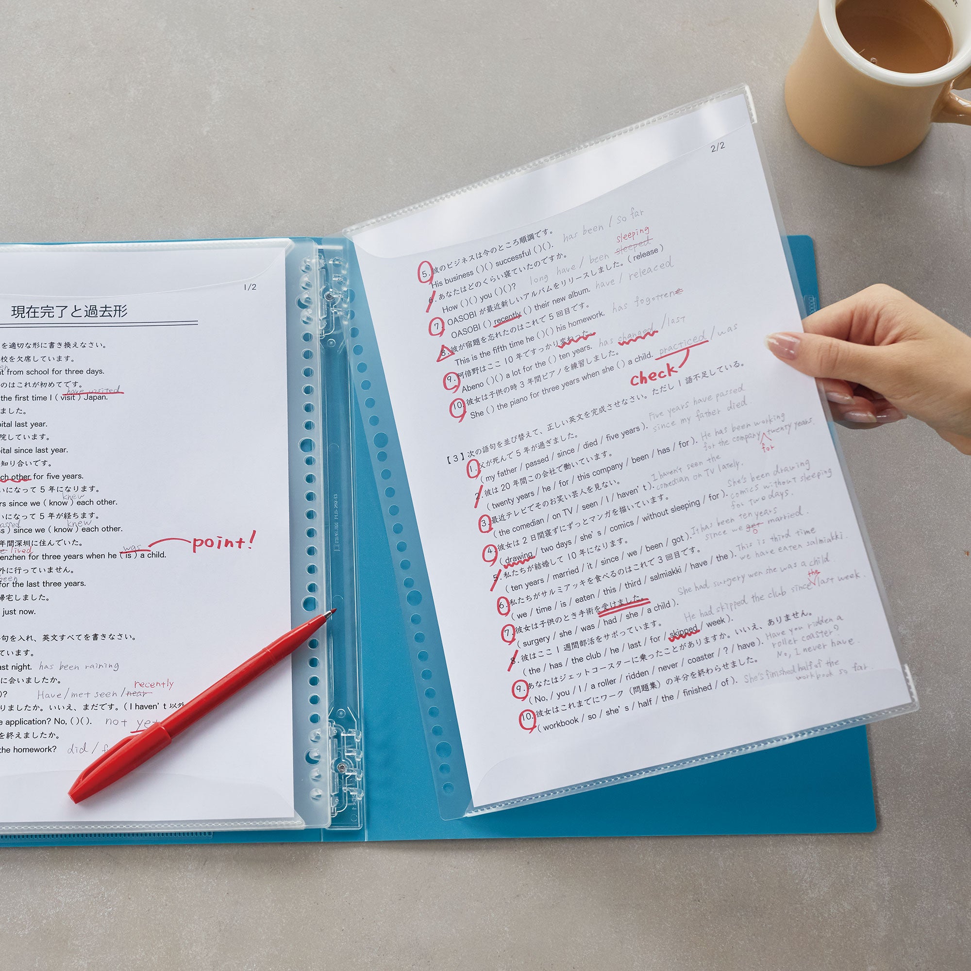 KAKIKO ring binder with writable pockets that can be added, removed, and rearranged without taking out documents