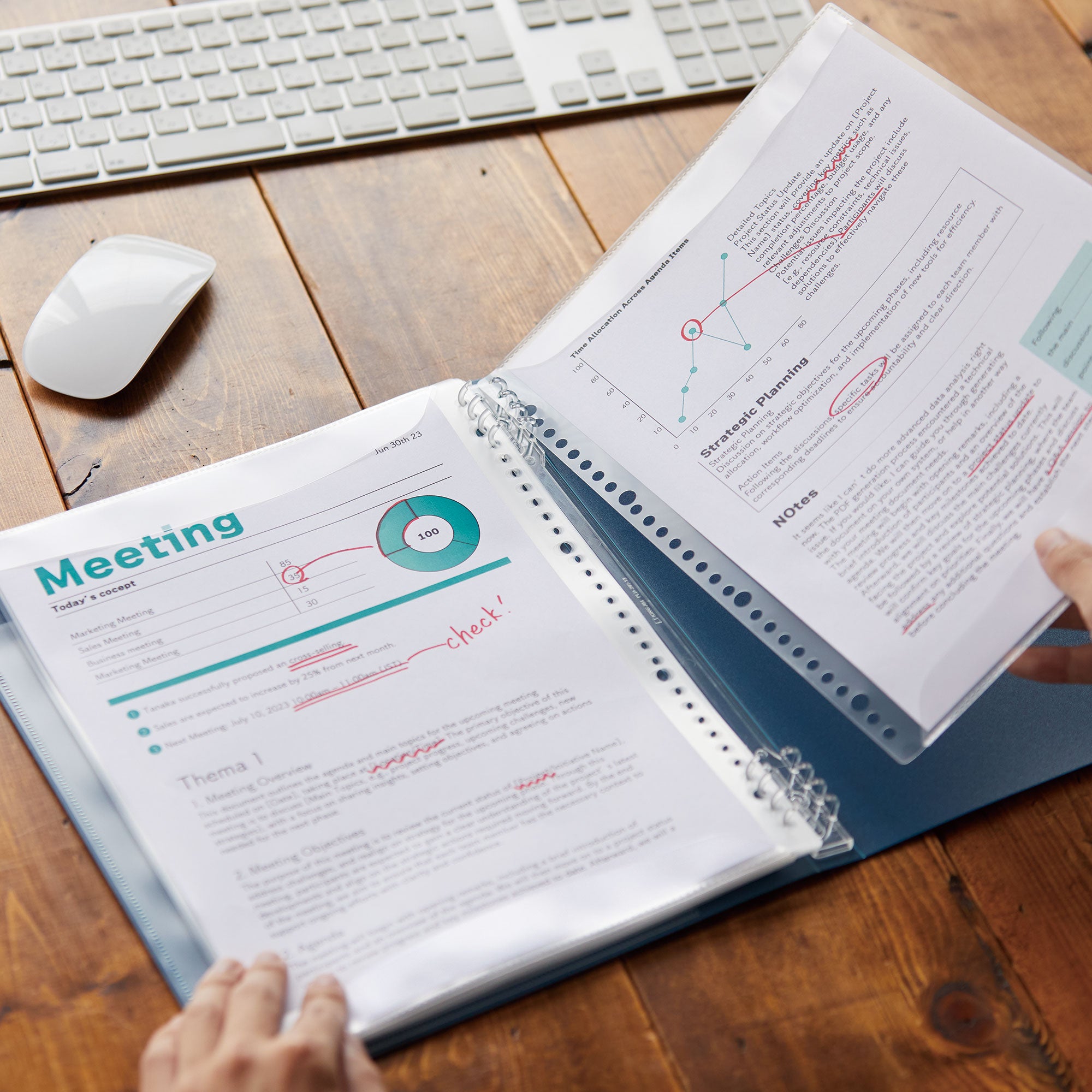 KAKIKO ring binder with writable pockets that can be added, removed, and rearranged without taking out documents