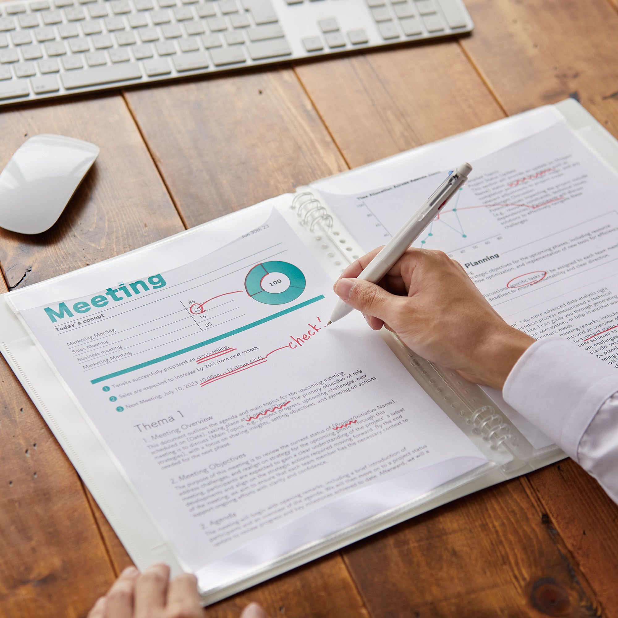 KAKIKO ring binder with writable pockets that can be added, removed, and rearranged without taking out documents