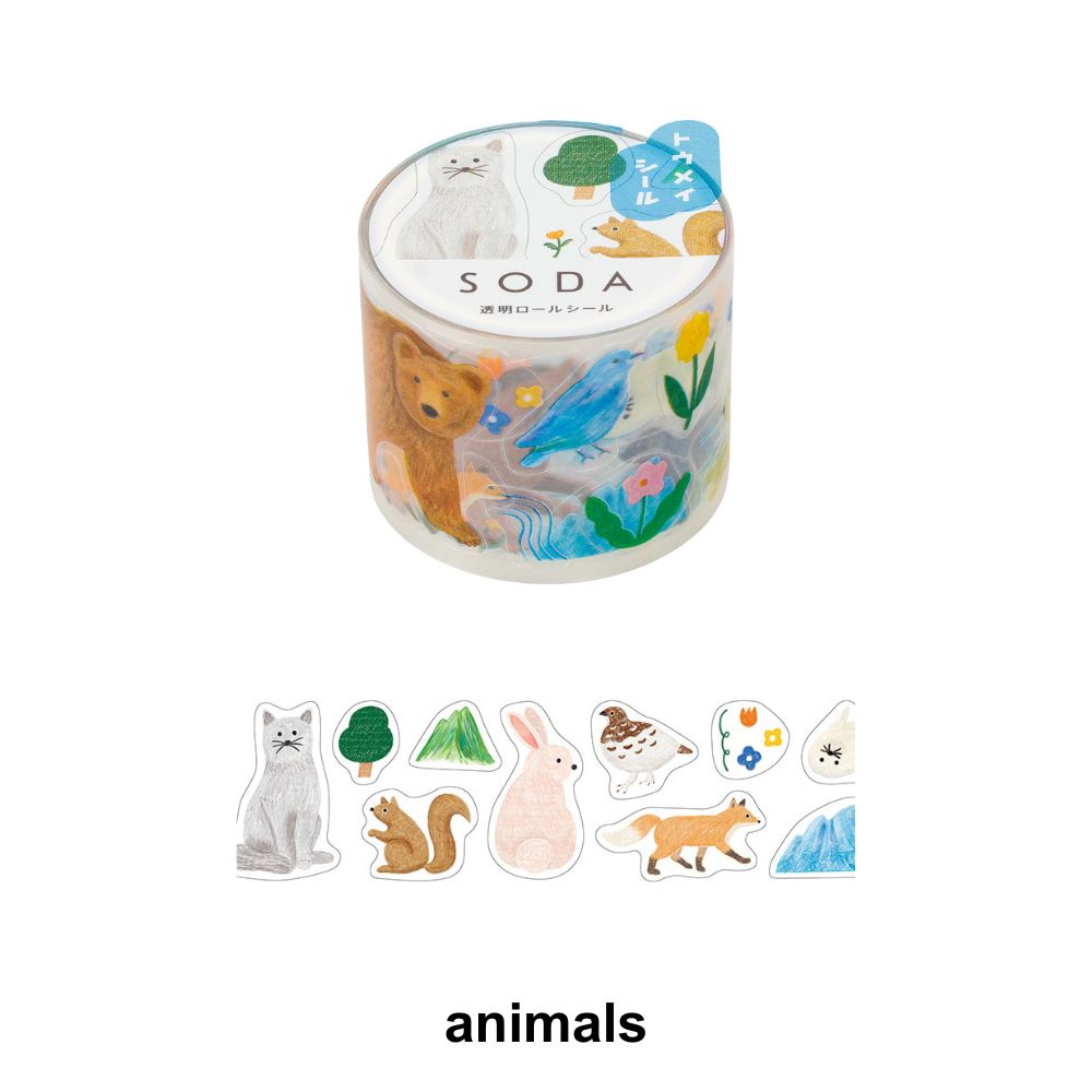 SODA Transparent Masking Tape animals