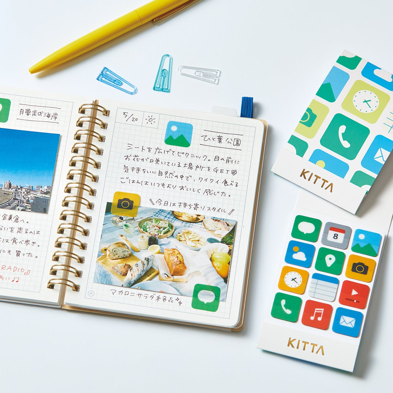 KITTA Clear Sticker used to decorate a notebook
