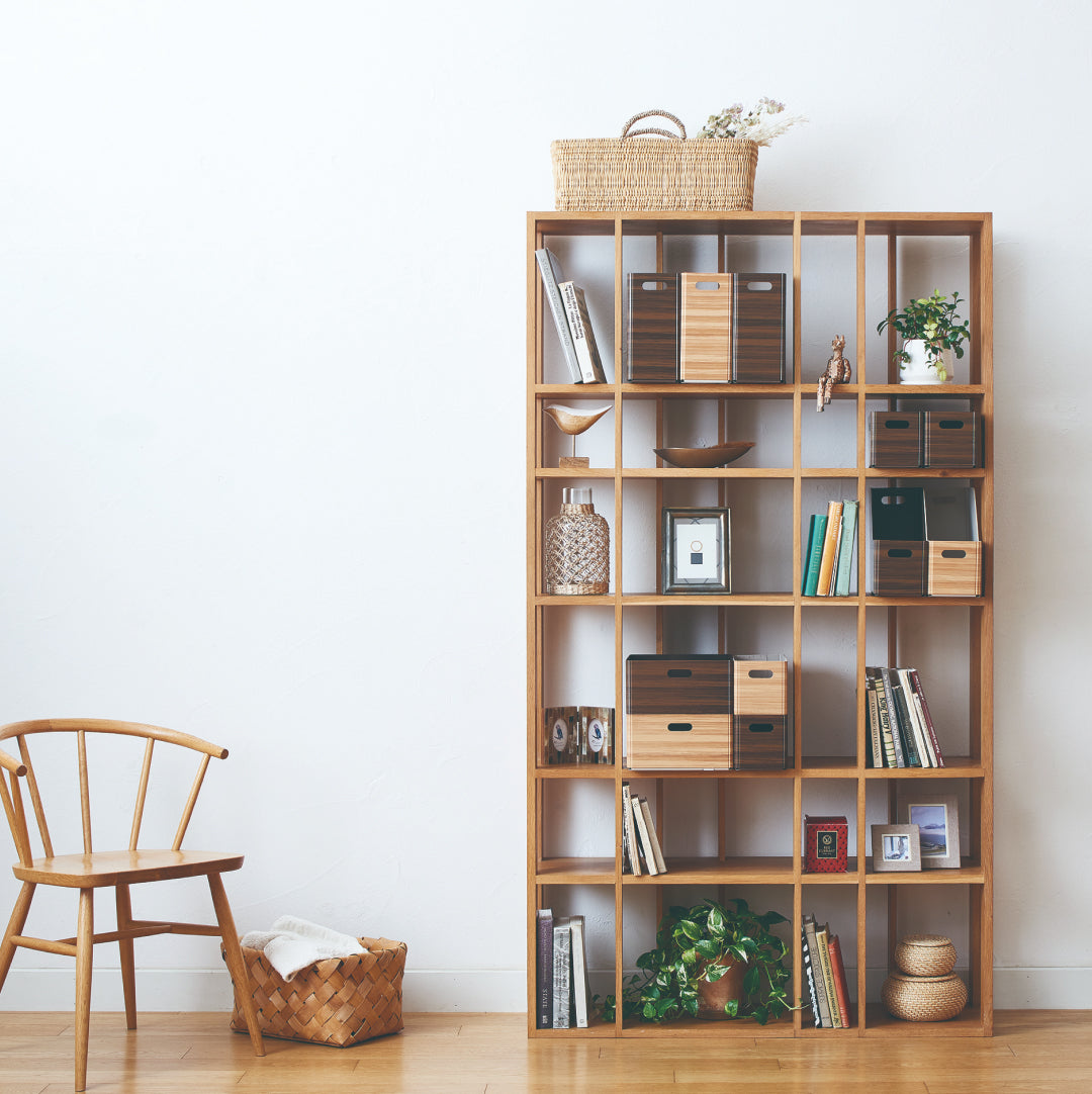 KiiNi foldable storage boxes neatly arranged on a shelf