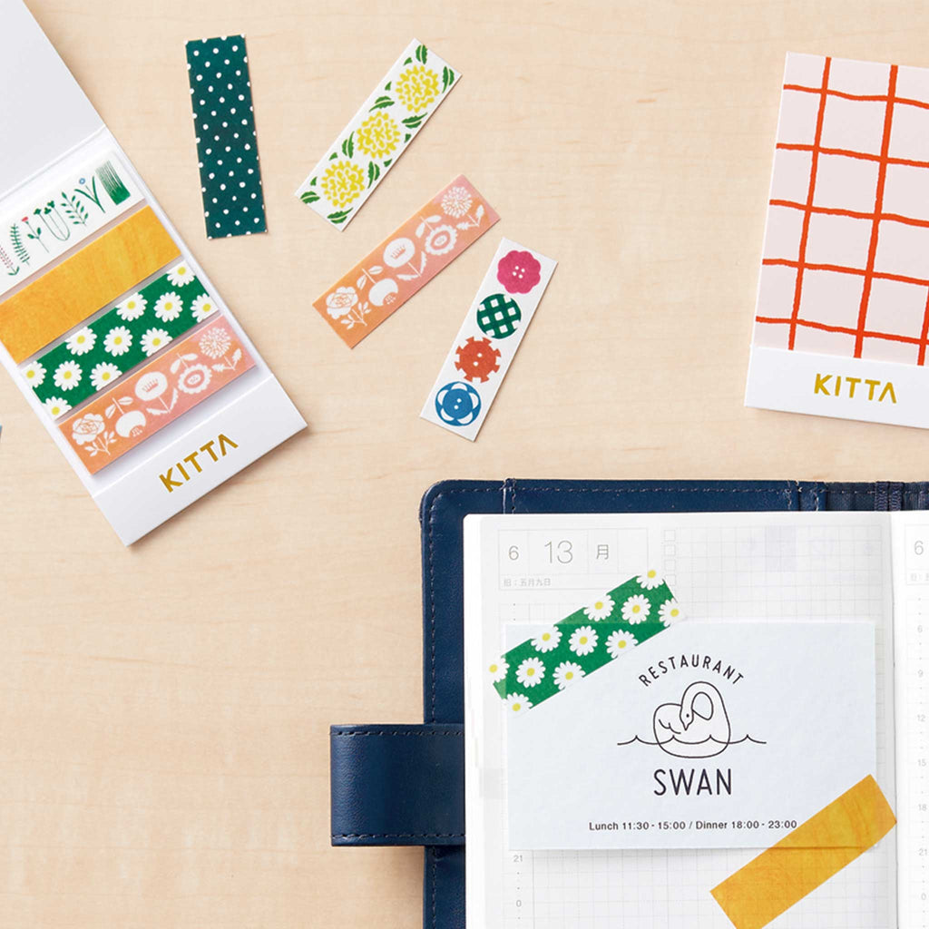 KITTA Basic Reprinted Edition Washi Tape Lineup – 4 Unique Designs for Scrapbooking, Planners, and DIY Projects